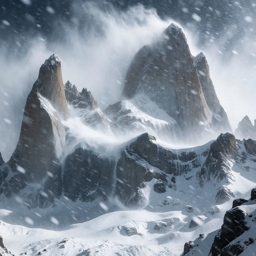 Fotografía aérea de un corredor de montaña nevada en los Andes