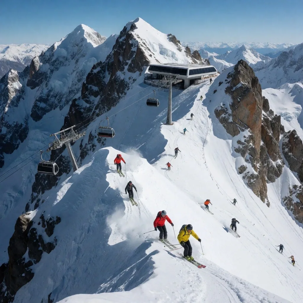 Sector Nubes en Cerro Catedral con pistas rojas y negras para esquiadores avanzados