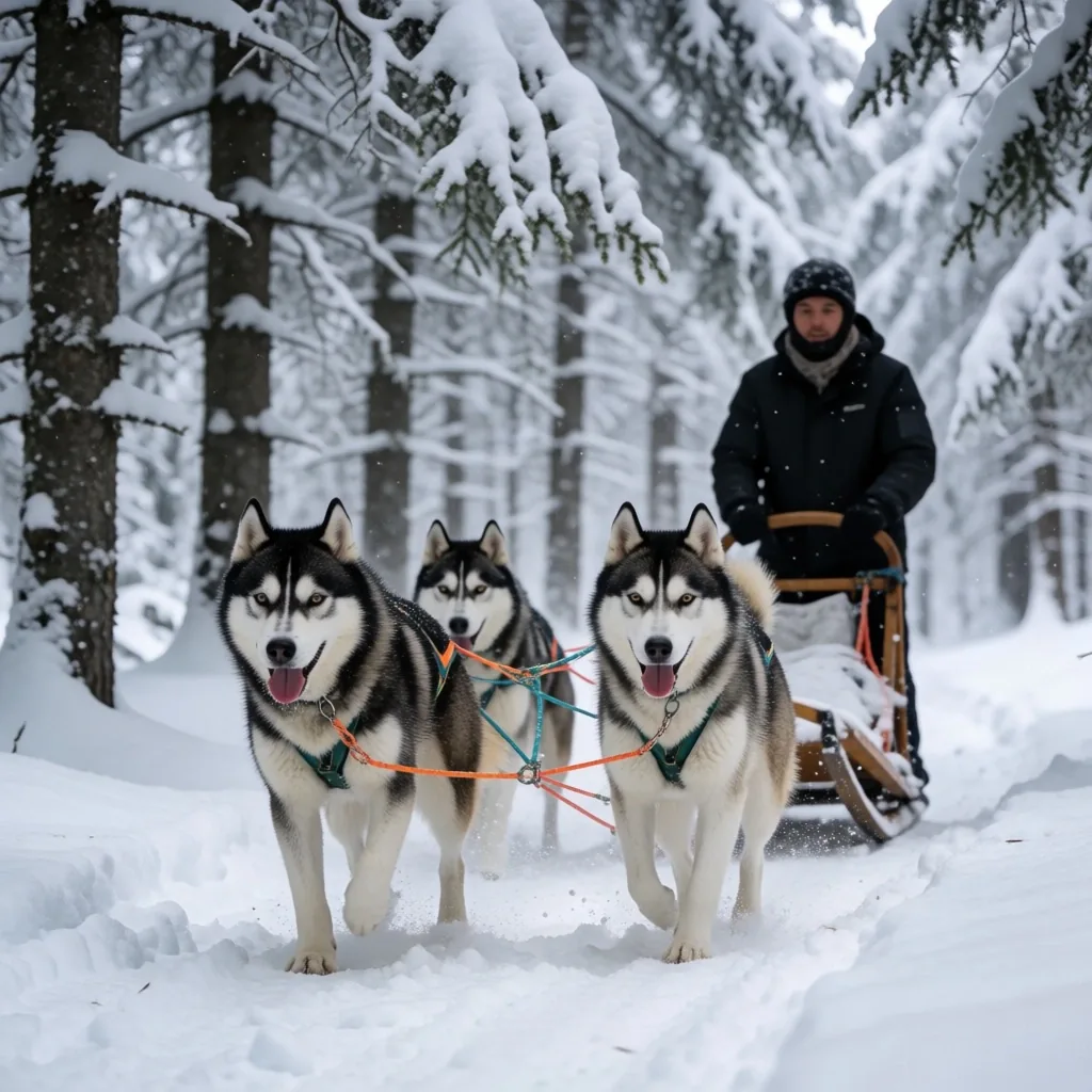 Paseo en trineo con perros huskies en Chapelco