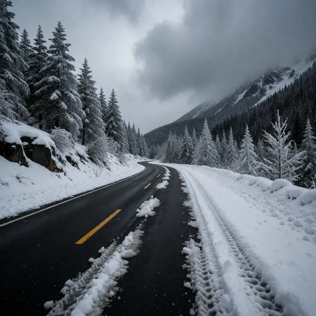 Ruta de montaña con nieve acumulada tras una nevada