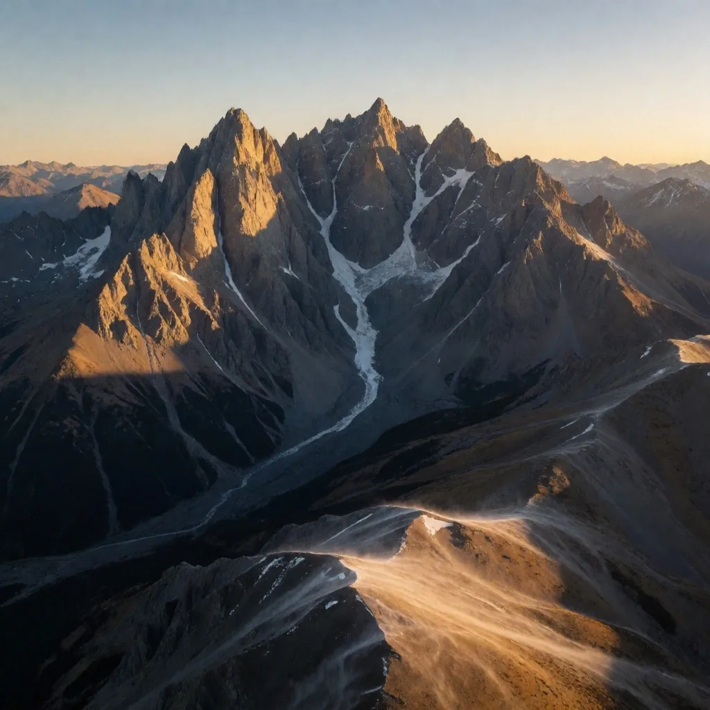 Vista aérea del valle de Las Leñas al atardecer